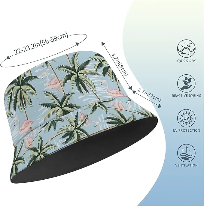 Bucket Hat for Women Men Unisex Sun Cap Packable Outdoor Fisherman Hat Headwear,Reversible Double-Side-Wear