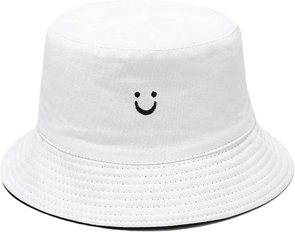 Flower Reversible Bucket Hat Cotton Summer Travel Beach Sun Hats Emboridery for Women Men