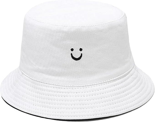 Flower Reversible Bucket Hat Cotton Summer Travel Beach Sun Hats Emboridery for Women Men