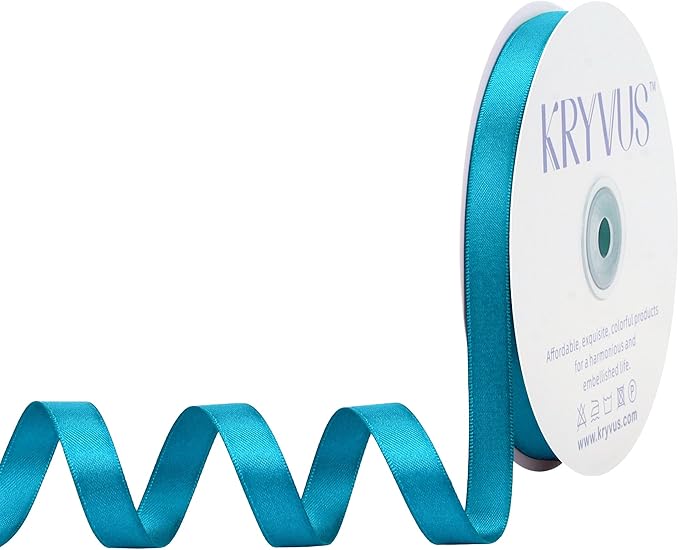 Turquoise Blue Satin Ribbon, Double Faced 1/2 Inch X 50 Yards Turquoise Ribbon, Premium Satin Ribbon for Gift Wrapping, Crafts, Hair Bow Making, Sewing, Flower Bouquet, Wedding Party Decor