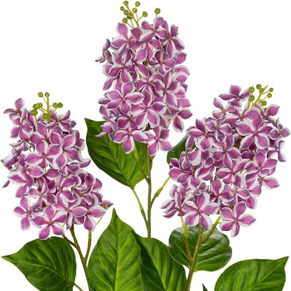 Artificial Lilac Flowers 30" Tall – Set of 3 Silk Lilac Flower Stems for Home Decor, Wedding Centerpieces, Faux Floral Arrangements – Purple Artificial Flowers for Vase, Spring & Farmhouse Décor