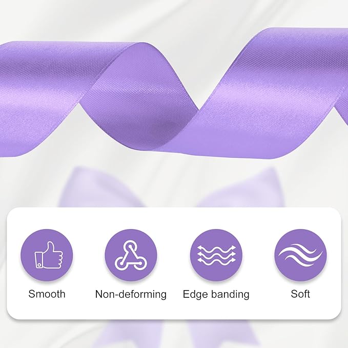 XSEINO 110 Yards Ribbon,1 1/2 Inch Lavender Satin Ribbon for Flower Bouquet, Gift Wrapping, Ribbons for Crafts, Hair Bows Making, Wedding Party Decoration, Sewing, Invitation Cards, Christmas