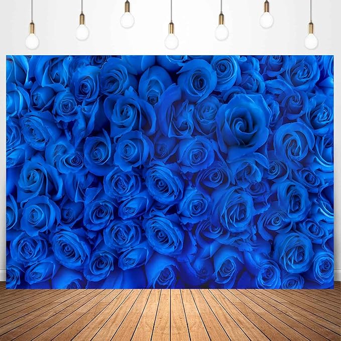 Blue Rose Flower Backdrop Royal Blue Rose Floral Valentines Day Photography Background Wedding Bridal Shower Photo Backdrops Birthday Party Decorations Portraits Photo Shoot Props 8x6ft