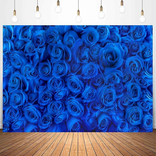 Blue Rose Flower Backdrop Royal Blue Rose Floral Valentines Day Photography Background Wedding Bridal Shower Photo Backdrops Birthday Party Decorations Portraits Photo Shoot Props 8x6ft