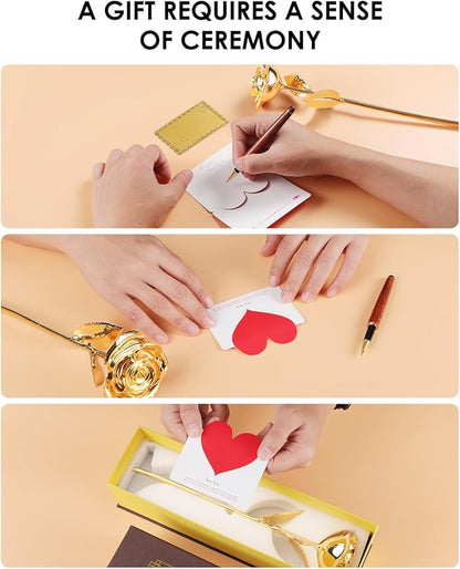 24K Gold Dipped Real Rose – Handcrafted, Elegant, One of a Kind – Romantic Gift for Her – Ideal for Birthday, Anniversary, Mother’s Day, Valentine’s (Gold)