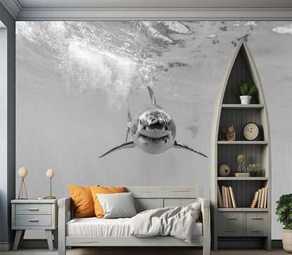 Eierme-Ferocious Great White Shark Mural Wallpaper Peel and Stick 160" x 114"