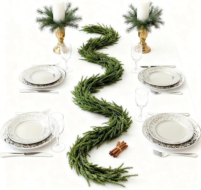 6FT Christmas Garland with Artificial Norfolk Pine - Christmas Decorations, Fall Decor, Mantle, Norfolk Greenery for Fireplace,Table,Window,Stairs,Mante,Holiday Indoor Outdoor Xmas Decor