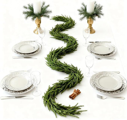 6FT Christmas Garland with Artificial Norfolk Pine - Christmas Decorations, Fall Decor, Mantle, Norfolk Greenery for Fireplace,Table,Window,Stairs,Mante,Holiday Indoor Outdoor Xmas Decor