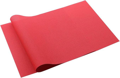 Gugrida Placemats Set of 6 Solid Red Placemat for Dining Table Durable Crossweave Woven Vinyl Kitchen Table Mats 18"X12"