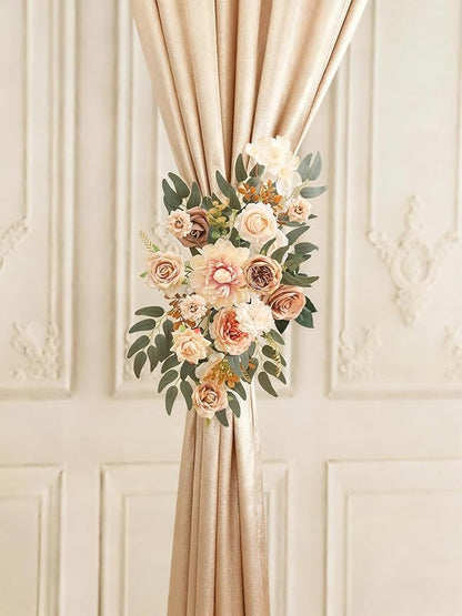 Artificial Flowers Combo Fake Roses Silk Flowers with Stems for DIY Wedding Bridal Bouquets Table Centerpieces Cake Birthday Baby Shower Wedding Anniversary Home Decorations(Champagne Nude)