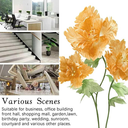 Giant Paper Flowers Artificial Flower, Waterproof Durable Non-Fading 3D Floral Decor Wedding Birthday Party Banquet Home Garden Hotel Exhibition Christmas Easter Halloween Decoration,Champagne/Orange