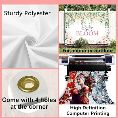 Sensfun Baby in Bloom Backdrop Green Leaves Pink Flowers Baby Shower Party Decorations Girls Greenery Floral Baby in Bloom Banner Gold Glitter Dots Photography Background Cake Table Supplies 7x5ft