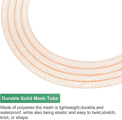 Mesh Tube Ribbon 45 Yards, 4mm Elastic Fabric Ribbons Mesh Tubing for Crafts/Gift Wrapping/Flower Bouquets/Wedding/Birthday/Holiday/Wreaths Christmas/Decoration[Orange]