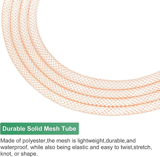 Mesh Tube Ribbon 45 Yards, 4mm Elastic Fabric Ribbons Mesh Tubing for Crafts/Gift Wrapping/Flower Bouquets/Wedding/Birthday/Holiday/Wreaths Christmas/Decoration[Orange]