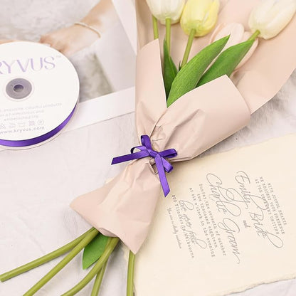 Purple Satin Ribbon, Double Faced 1/4 Inch X 50 Yards Purple Ribbon, Premium Satin Ribbon for Gift Wrapping, Crafts, Hair Bow Making, Sewing, Flower Bouquet, Wedding Party Decor