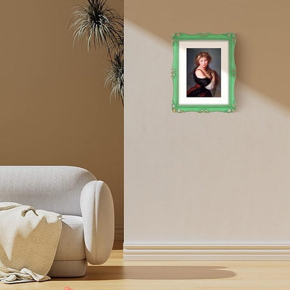 SIMON'S SHOP 11x14 Picture Frame in Light Green with Gold Accents, Vintage Picture Frames 11x14 with Mat for 8x10 Image, Gallery Wall and Tabletop Display Poster Frame