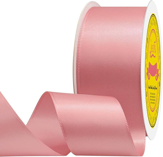 Double Face Dusty Pink Satin Ribbon 1-1/2 inch X 25 Yards Polyester Dusty Pink Ribbon for Gift Wrapping Very Suitable for Weddings Party Hair Bow Invitation Decorations and More