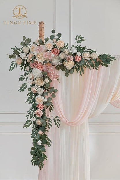 TINGE TIME Artificial Arch Flowers Kit Pack of 5, Wedding Decorations for Reception with Hanging Flowers, Wedding Arch Silk Floral Arrangements Ceremony Backdrop Bridal Shower Outdoor Party Decor