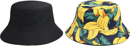 Mashiaoyi Unisex Print Double-Side-Wear Reversible Bucket Hat