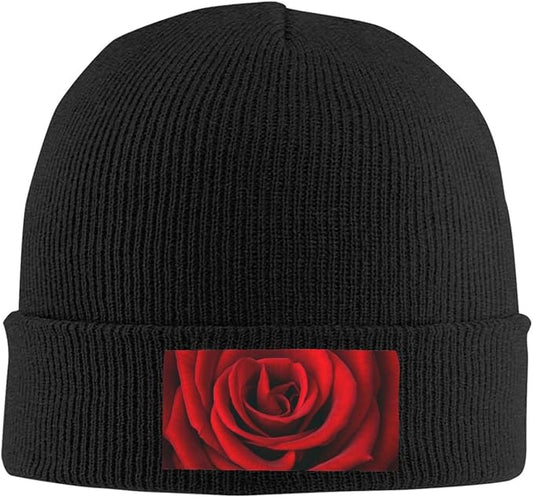 Cute Rose Beanie Hat Rose Beanie Cap Rose Flower Knitted Beanies Flower Knit Hats Winter Hat for Women Men