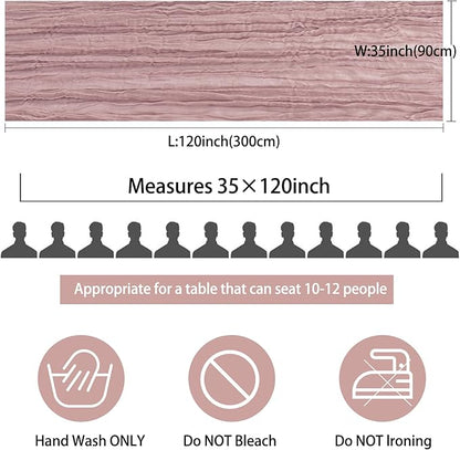 12 Pack 10Ft Cheesecloth Table Runner 35x120 Inch Boho Gauze Rustic Cheese Cloth Long Romantic Table Runner for Wedding Bridal Shower Birthday Party Table Decor (Dusty Pink)
