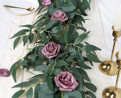 IPOPU Rose Gold Roses, 25pcs Foam Glitter Roses Glitter Flowers Foam Rose with Stem for DIY Wedding Bridal Bouquet Home Party Decoration(Rose Gold)