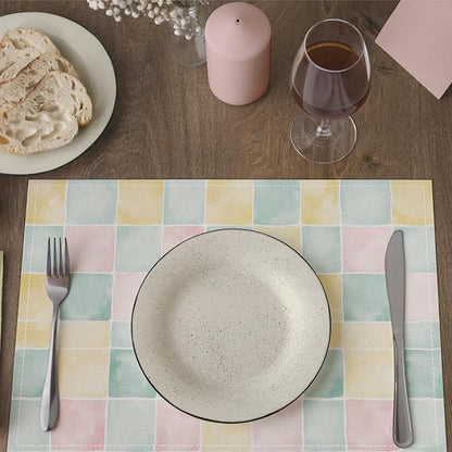 Watercolor Placemats Set of 4, Colorful Table Mat for Home Kitchen, Restaurants, Outdoor Linen Washable Place Mats 12x18 inch Party Event Dining Decoration-12