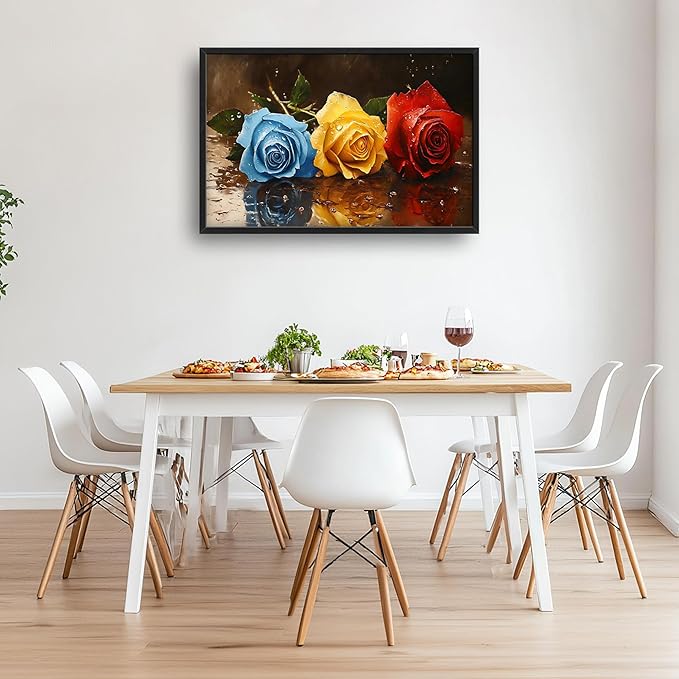 Rose Flowers Large Wall Art Framed Wall Decor for Living Room, Roses Pictures Oversized Canvas Print Painting Modern Extra Large Framed Artwork for Bedroom Office Home Decor 36"x24"