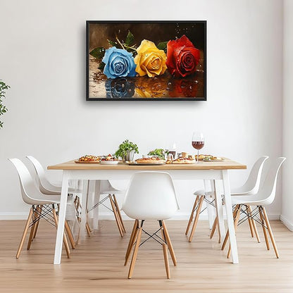 Rose Flowers Large Wall Art Framed Wall Decor for Living Room, Roses Pictures Oversized Canvas Print Painting Modern Extra Large Framed Artwork for Bedroom Office Home Decor 36"x24"