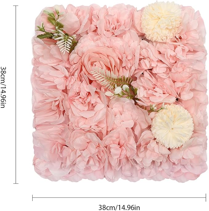 12 Pack Flower Wall Panels, Pink Floral Wall Backdrop, Artificial Flower Wall Decor 15 15, Rose 3d Flower Wall Background Party Panel Decorations for Wedding, Party, Anniversary, Indoor, Outdoor