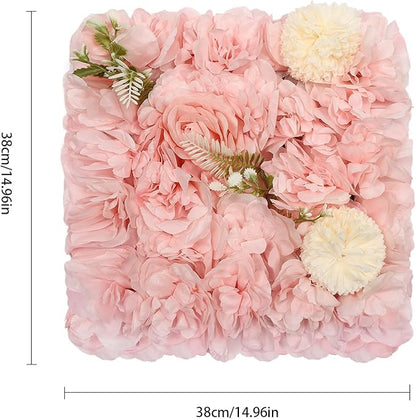 12 Pack Flower Wall Panels, Pink Floral Wall Backdrop, Artificial Flower Wall Decor 15 15, Rose 3d Flower Wall Background Party Panel Decorations for Wedding, Party, Anniversary, Indoor, Outdoor
