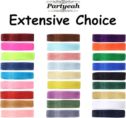 3/4 Inch x 50 Yards Sheer Organza Ribbon Chiffon Ribbon for Gift Wedding Flower Bouquet Wrapping Decorations Crafts (Yellow)