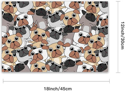 Placemats Set of 4 Waterproof Oilproof Table Mats Cute Puppy Washable Wipeable Heat Resistant Easy to Clean for Indoor Outdoor Party Kitchen Dining Table Decoration 12 * 18in