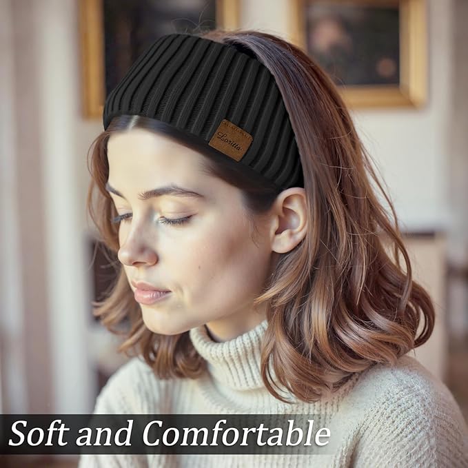 Loritta Womens Ear Warmers Headbands Winter Warm Fuzzy Cable Knit Head Wrap Fleece Lined Gifts