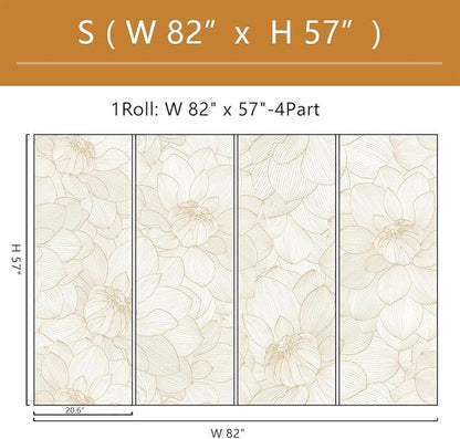 Peony Floral Beige Wallpaper Mural Peel and Stick for Living Room and Bedroom 82"x57"