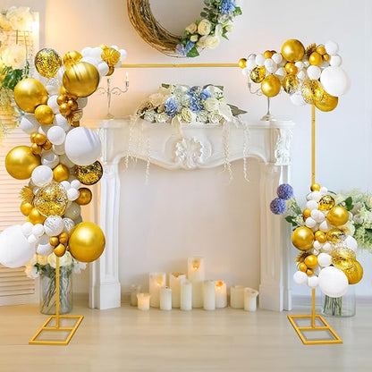 6.6FT Gold Metal Wedding Arches for Ceremony Square Balloon Arch Stand Rectangular Backdrop Stand for Anniversary Birthday Party Bridal Shower Home Indoor Outdoor Decoration