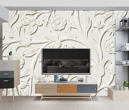 3D Relief Flower Wallpaper Bedroom Modern Flowers murals Trendy Office Decorative Living Room tv Background Large Wall Mural - 137"x96" Not Peel and Stick