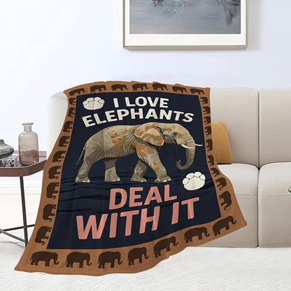 Elephant Blanket Elephants Throw Blanket Animal Soft Cozy Fleece Fuzzy Stuffed Plush Flannel Gifts for Girls Women Boys Kids Adults 60"X80"