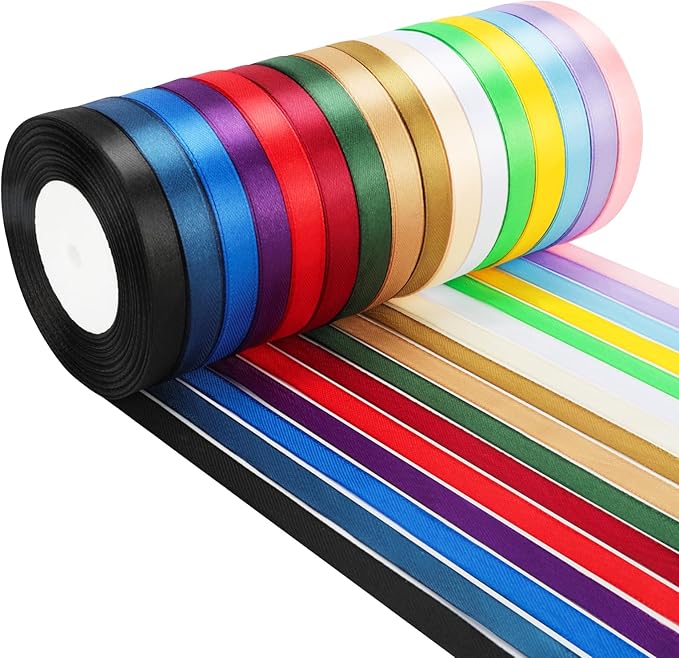 NESCCI 400 Yards Ribbon,3/8 Inch Satin Ribbon,Single Face Satin Ribbons, Perfect for Gift Wrapping,Wedding Decoration,Handmade Bows,Wrapping Bouquet and More