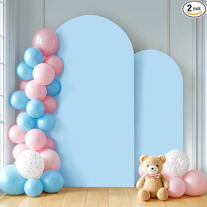 Baby Blue Arch Backdrop Covers - 7.2FT, 6FT Spandex Fitted Wedding Arch Stand Covers Round Top Chiara Stretchy Arch Backdrop Cover for Wedding Birthday Party Decoration