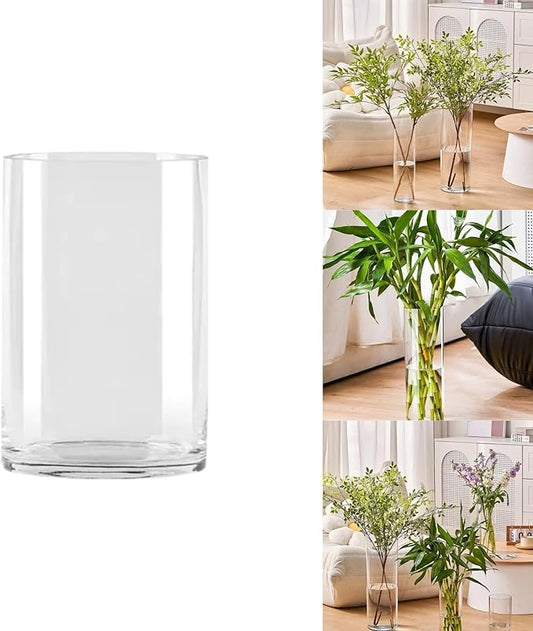Clear Acrylic Decorative Vase for Flower Arrangements, Break-Resistant Tall Cylinder Vase for Wedding Centerpieces, Unbreakable Modern Plastic Vase for Home Decor