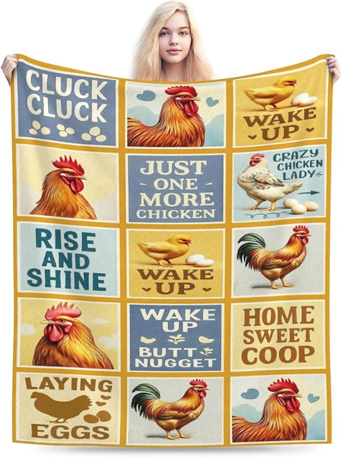 Chicken Blanket Rooster Throw Blanket Farm Animal Soft Cozy Fleece Fuzzy Stuffed Plush Flannel Gifts for Girls Women Boys Kids Adults 40''x50''