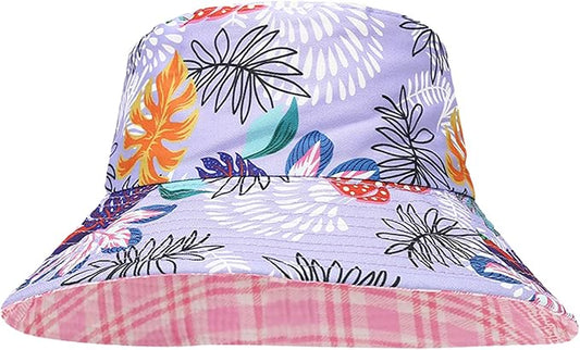 Bucket Hat for Women Men, Cotton Reversible Double Side Wear Sun Hats Beach Fisherman Hat