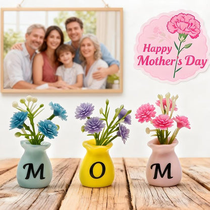 Mom Birthday Gifts Mini Vase Magnets for Fridge Cute Tiny Plant Refrigerator Magnets Ceramic Flower Vases with Artificial Flowers Mom Gifts from Daughter or Son Thanksgiving Christmas Mother’s Day