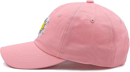 Waldeal Pickleball Hat for Women, Ajustable Embroidered Daisy Washed Denim Baseball Cap