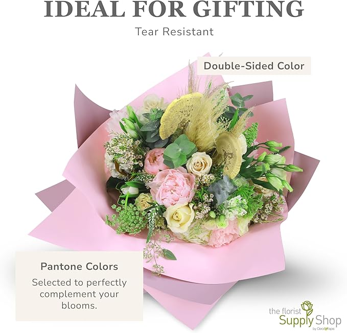 the florist Supply 20 Sheets Premium Flower Wrapping Paper | Waterproof Flower Wrapping Paper for Bouquets | Double Sided Floral Bouquet Sheets | DIY Gifts Colorblend Peony Haze