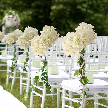 Veryhome 20Pcs White Hydrangea Artificial Flowers, Ivory Faux Hydrangea Flowers, Silk Flowers Heads with Stems, Fake Hydrangeas for Home Decor Wedding Party Centerpieces DIY Floral Arrangements