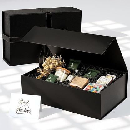 VGOODALL Black Gift Box, 14x8.7x4.3 Inches Large Gift Boxes with Magnetic Lids for Presents Anniversary Wedding Groomsman Proposal Birthday