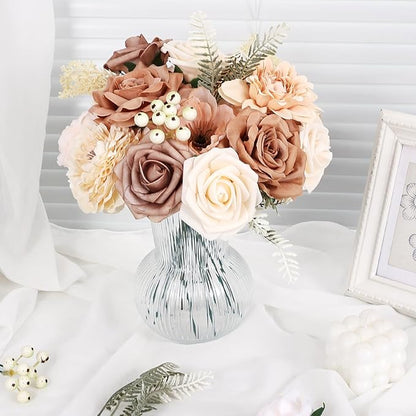 Artificial Flowers Combo Box Fake Rose for DIY Floral Arrangements Wedding Bouquets Centerpieces Baby Shower Party Home Decorations Nude Color