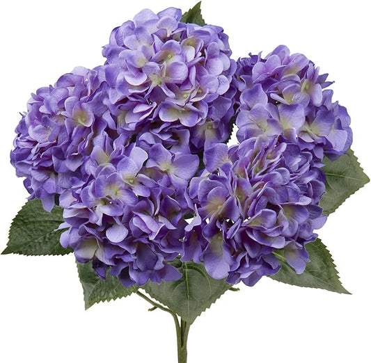 Hollyone Purple Hydrangea Artificial Flowers Large Artificial Hydrangeas Silk Flowers for Home Decor Indoor Wedding Flowers Bouquets Faux Flowers Kitchen Centerpiece Table Decorations